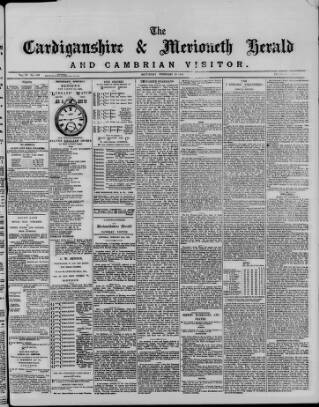 cover page of Merioneth News and Herald and Barmouth Record published on February 28, 1885