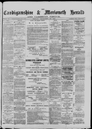 cover page of Merioneth News and Herald and Barmouth Record published on December 30, 1887
