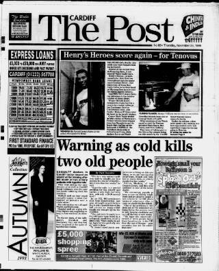 cover page of Cardiff Post published on November 26, 1998