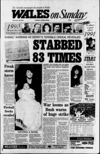cover page of Wales on Sunday published on December 30, 1990