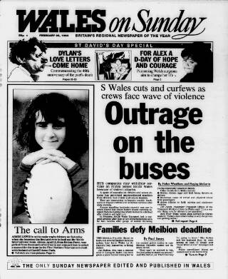 cover page of Wales on Sunday published on February 28, 1993