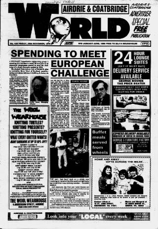 cover page of Airdrie & Coatbridge World published on November 30, 1990