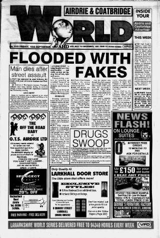 cover page of Airdrie & Coatbridge World published on September 18, 1992