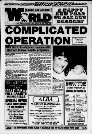 cover page of Airdrie & Coatbridge World published on December 30, 1994