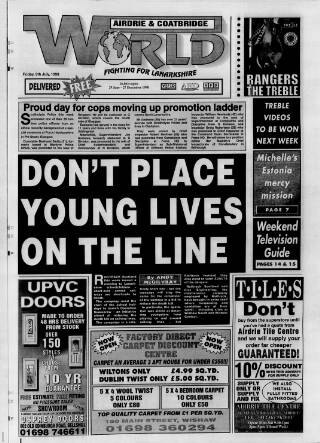 cover page of Airdrie & Coatbridge World published on July 9, 1999
