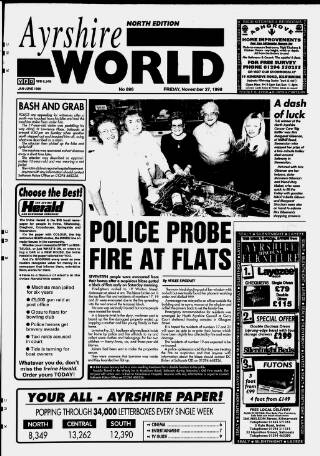 cover page of Ayrshire World published on November 27, 1998