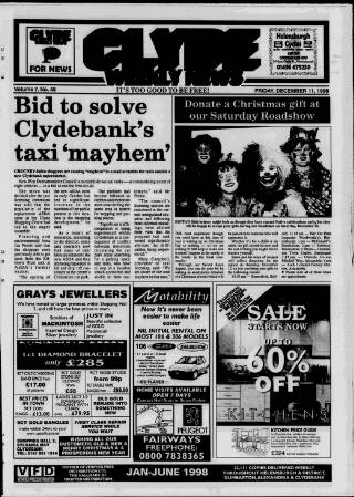 cover page of Clyde Weekly News published on December 11, 1998