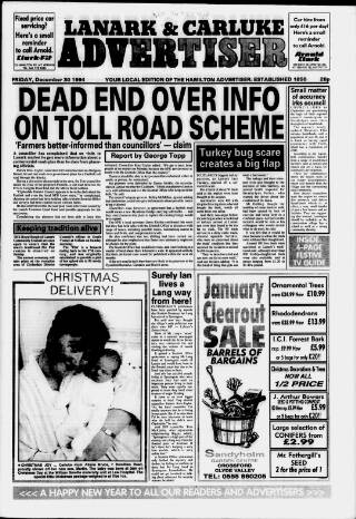cover page of Lanark & Carluke Advertiser published on December 30, 1994
