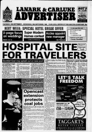 cover page of Lanark & Carluke Advertiser published on September 18, 1996