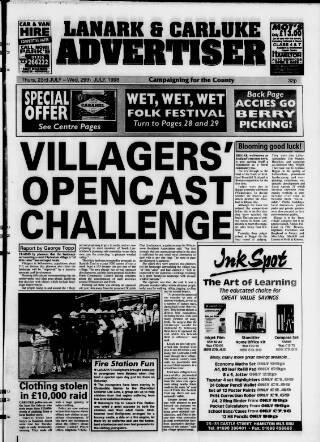 cover page of Lanark & Carluke Advertiser published on July 29, 1998