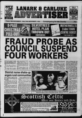 cover page of Lanark & Carluke Advertiser published on November 24, 1999