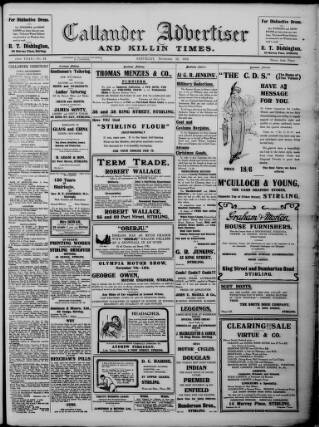 cover page of Callander Advertiser published on November 15, 1913