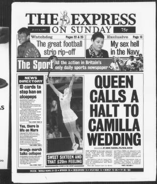 cover page of Sunday Express published on July 6, 1997