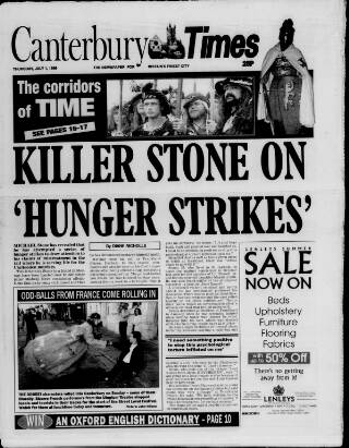 cover page of Canterbury Times published on July 1, 1999