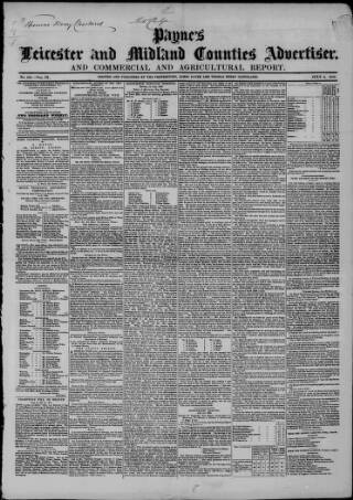 cover page of Leicester Advertiser published on July 6, 1850