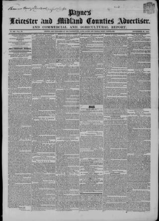 cover page of Leicester Advertiser published on November 30, 1850