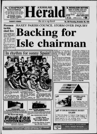 cover page of Axholme Herald published on November 30, 1995