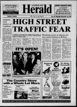 cover page of Axholme Herald published on September 18, 1997