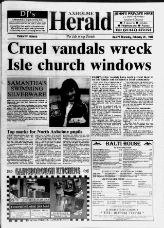 cover page of Axholme Herald published on February 25, 1999