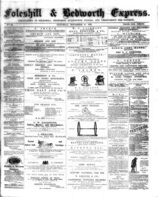 cover page of Foleshill & Bedworth Express published on November 27, 1875