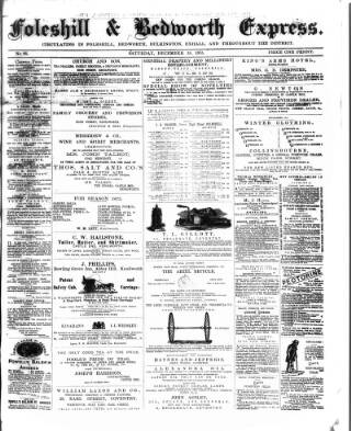 cover page of Foleshill & Bedworth Express published on December 18, 1875