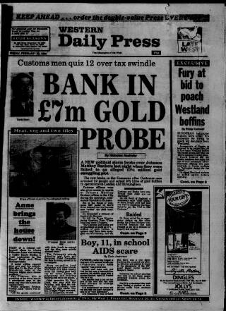 cover page of Western Daily Press published on February 28, 1986