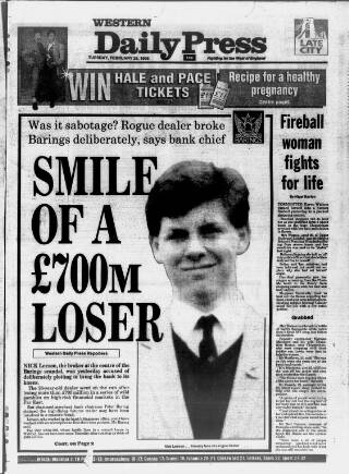 cover page of Western Daily Press published on February 28, 1995