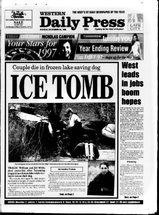 cover page of Western Daily Press published on December 30, 1996