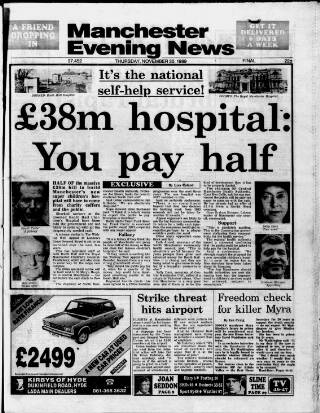 cover page of Manchester Evening News published on November 30, 1989