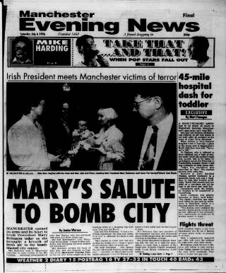 cover page of Manchester Evening News published on July 6, 1996