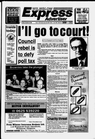 cover page of Wilmslow Express Advertiser published on November 30, 1989
