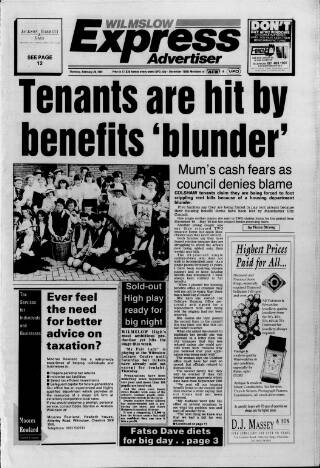 cover page of Wilmslow Express Advertiser published on February 28, 1991