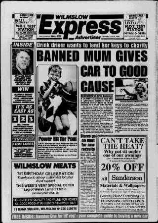 cover page of Wilmslow Express Advertiser published on July 6, 1995