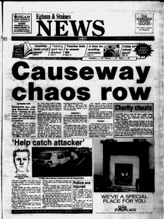 cover page of Staines & Egham News published on November 15, 1990