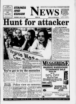 cover page of Staines & Egham News published on July 6, 1995