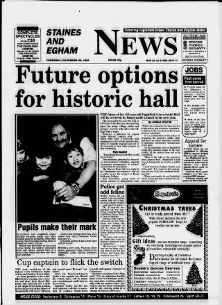 cover page of Staines & Egham News published on November 30, 1995