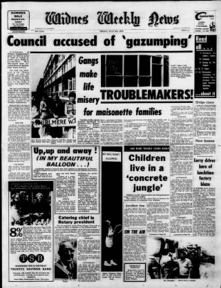 cover page of Widnes Weekly News and District Reporter published on July 6, 1973