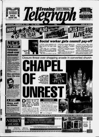 cover page of Derby Daily Telegraph published on December 30, 1993