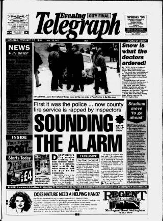 cover page of Derby Daily Telegraph published on February 28, 1994