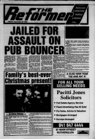cover page of Rutherglen Reformer published on December 30, 1994