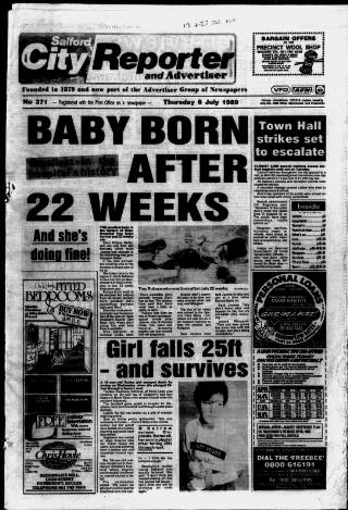 cover page of Salford City Reporter published on July 6, 1989
