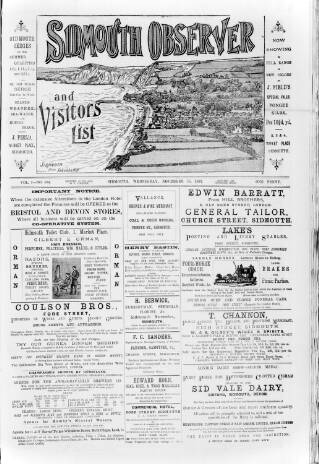 cover page of Sidmouth Observer published on November 15, 1893