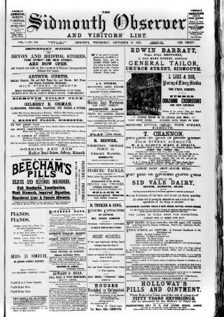 cover page of Sidmouth Observer published on September 18, 1895