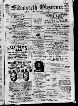 cover page of Sidmouth Observer published on December 30, 1896