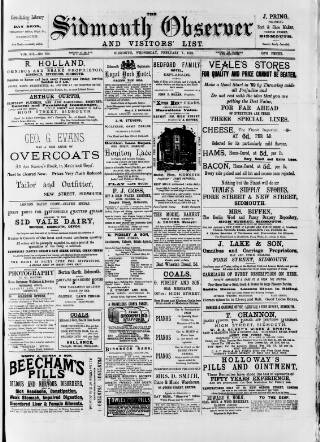 cover page of Sidmouth Observer published on February 1, 1899