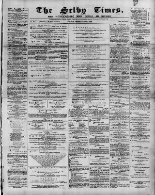 cover page of Selby Times published on December 30, 1892