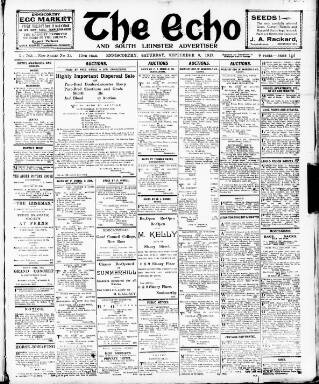 cover page of Enniscorthy Echo and South Leinster Advertiser published on September 8, 1917