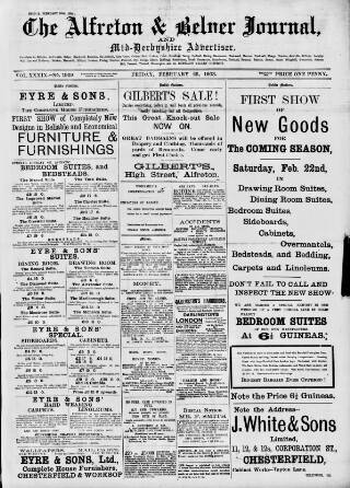 cover page of Alfreton Journal published on February 28, 1908