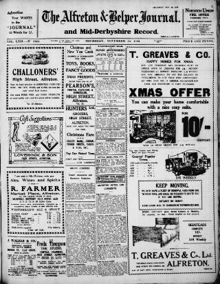 cover page of Alfreton Journal published on November 30, 1933