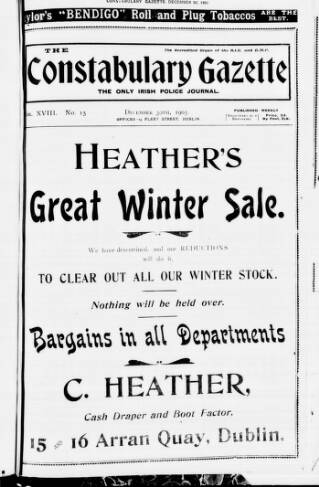 cover page of Constabulary Gazette (Dublin) published on December 30, 1905